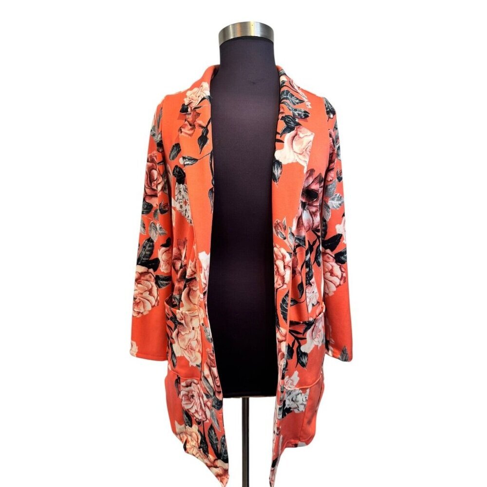 LuLaRoe Floral Print Open Front Blazer Lightweight Jacket Career Casual Size Med